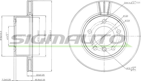 SIGMAUTO DBB228V - Disque de frein cwaw.fr