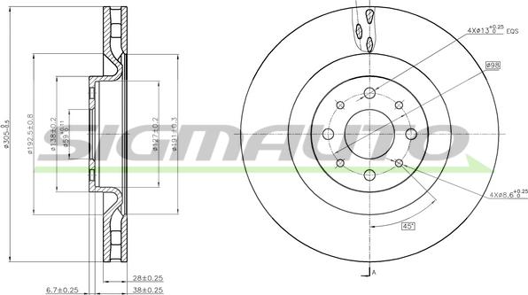 SIGMAUTO DBB745V - Disque de frein cwaw.fr