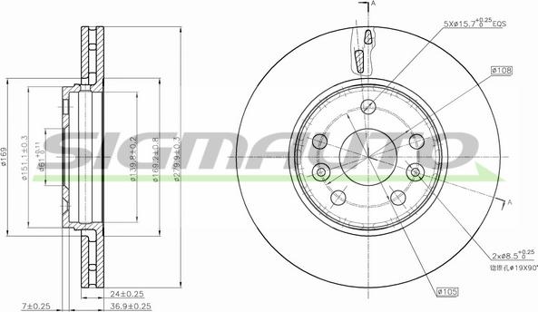 SIGMAUTO DBB733V - Disque de frein cwaw.fr