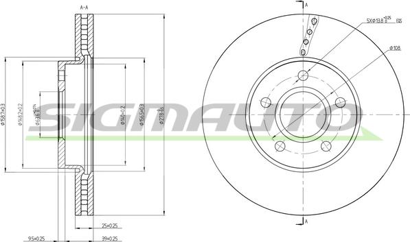 SIGMAUTO DBC509V - Disque de frein cwaw.fr