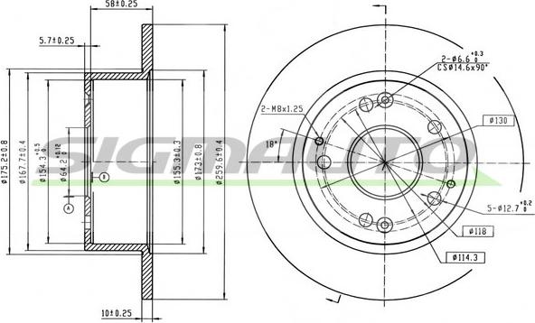 SIGMAUTO DBC259S - Disque de frein cwaw.fr