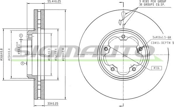 SIGMAUTO DBD059V - Disque de frein cwaw.fr