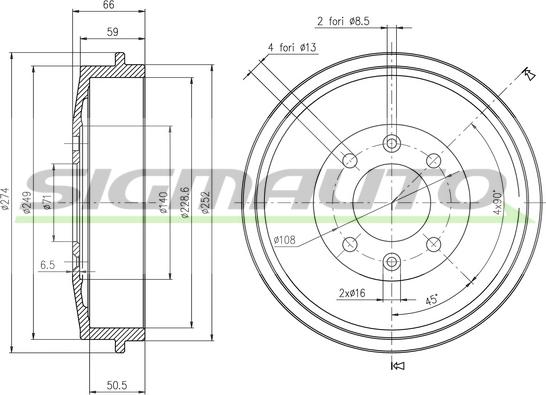 SIGMAUTO DR5146 - Tambour de frein cwaw.fr