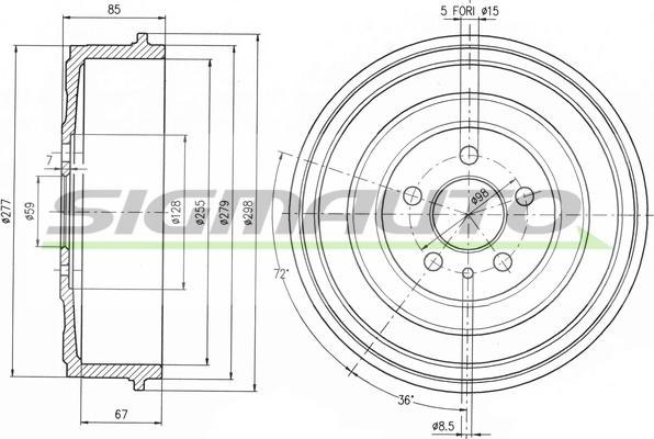 SIGMAUTO DR5262 - Tambour de frein cwaw.fr