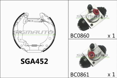 SIGMAUTO SGA452 - Jeu de mâchoires de frein cwaw.fr