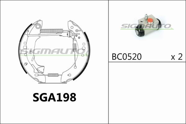 SIGMAUTO SGA198 - Jeu de mâchoires de frein cwaw.fr