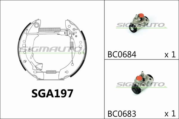 SIGMAUTO SGA197 - Jeu de mâchoires de frein cwaw.fr