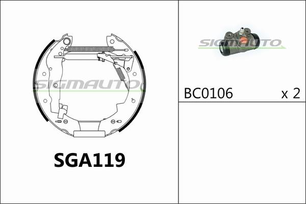 SIGMAUTO SGA119 - Jeu de mâchoires de frein cwaw.fr