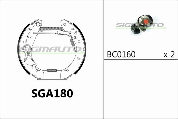 SIGMAUTO SGA180 - Jeu de mâchoires de frein cwaw.fr