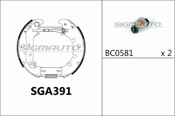 SIGMAUTO SGA391 - Jeu de mâchoires de frein cwaw.fr