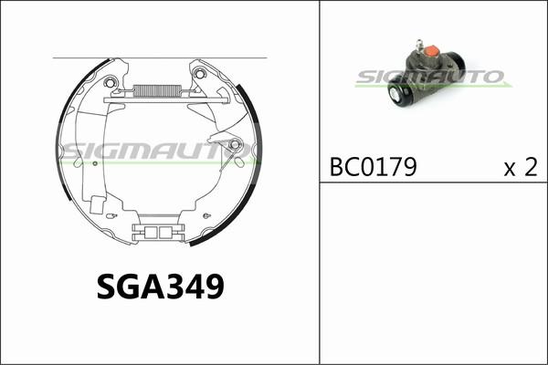 SIGMAUTO SGA349 - Jeu de mâchoires de frein cwaw.fr