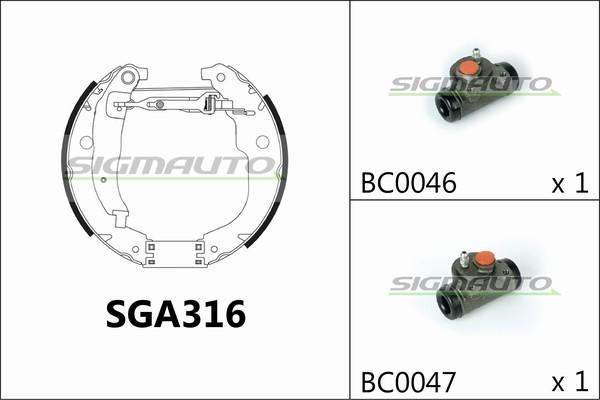 SIGMAUTO SGA316 - Jeu de mâchoires de frein cwaw.fr