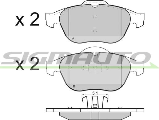 SIGMAUTO SPA970 - Kit de plaquettes de frein, frein à disque cwaw.fr