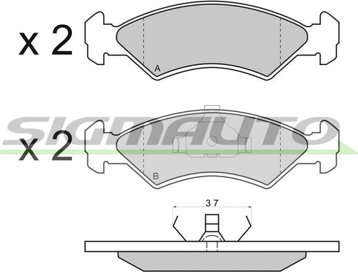 SIGMAUTO SPA427 - Kit de plaquettes de frein, frein à disque cwaw.fr