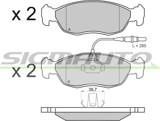 SIGMAUTO SPA595 - Kit de plaquettes de frein, frein à disque cwaw.fr