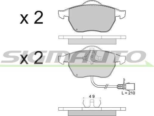 SIGMAUTO SPA516 - Kit de plaquettes de frein, frein à disque cwaw.fr