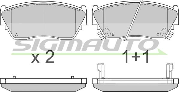 SIGMAUTO SPA511 - Kit de plaquettes de frein, frein à disque cwaw.fr