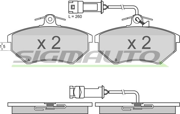 SIGMAUTO SPA644 - Kit de plaquettes de frein, frein à disque cwaw.fr