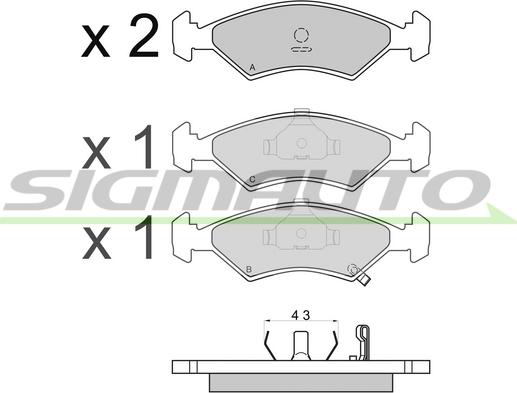 SIGMAUTO SPA647 - Kit de plaquettes de frein, frein à disque cwaw.fr