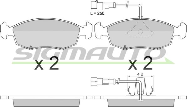 SIGMAUTO SPA669 - Kit de plaquettes de frein, frein à disque cwaw.fr