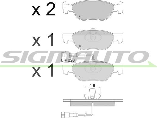 SIGMAUTO SPA666 - Kit de plaquettes de frein, frein à disque cwaw.fr