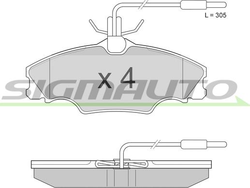 SIGMAUTO SPA686 - Kit de plaquettes de frein, frein à disque cwaw.fr