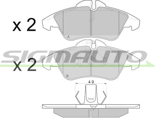 SIGMAUTO SPA687 - Kit de plaquettes de frein, frein à disque cwaw.fr