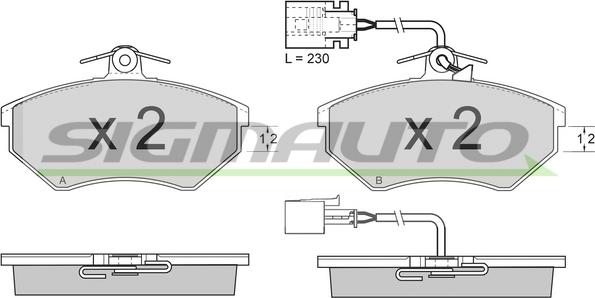 SIGMAUTO SPA638 - Kit de plaquettes de frein, frein à disque cwaw.fr