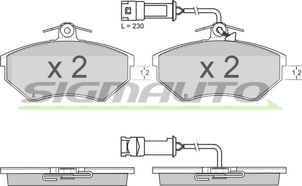 SIGMAUTO SPA637 - Kit de plaquettes de frein, frein à disque cwaw.fr