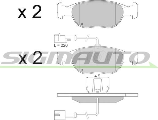 SIGMAUTO SPA676 - Kit de plaquettes de frein, frein à disque cwaw.fr