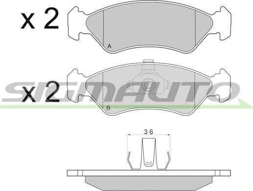 SIGMAUTO SPA671 - Kit de plaquettes de frein, frein à disque cwaw.fr