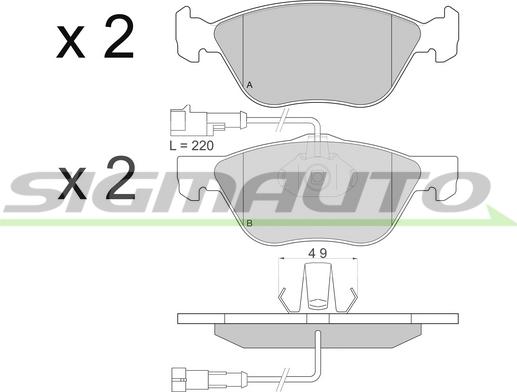 SIGMAUTO SPA673 - Kit de plaquettes de frein, frein à disque cwaw.fr