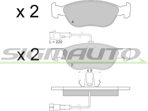 SIGMAUTO SPA677 - Kit de plaquettes de frein, frein à disque cwaw.fr