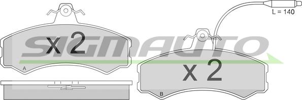 SIGMAUTO SPA196 - Kit de plaquettes de frein, frein à disque cwaw.fr