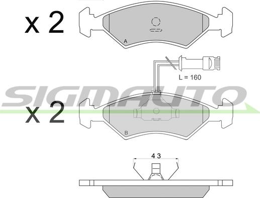 SIGMAUTO SPA163 - Kit de plaquettes de frein, frein à disque cwaw.fr