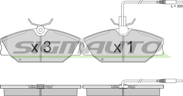 SIGMAUTO SPA849 - Kit de plaquettes de frein, frein à disque cwaw.fr