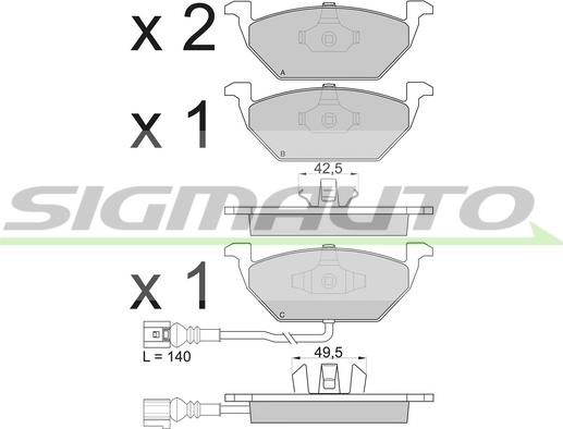 SIGMAUTO SPA848 - Kit de plaquettes de frein, frein à disque cwaw.fr