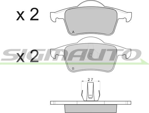 SIGMAUTO SPA843 - Kit de plaquettes de frein, frein à disque cwaw.fr