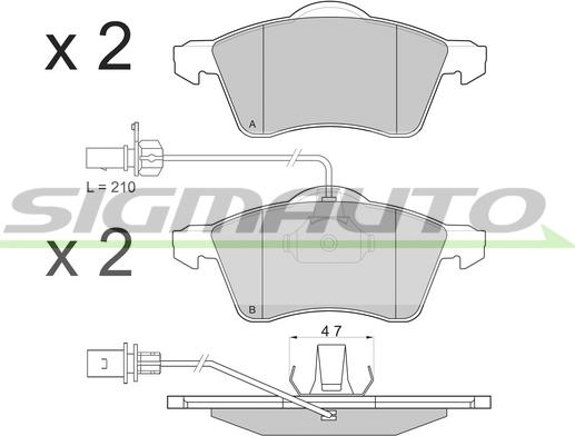 SIGMAUTO SPA868 - Kit de plaquettes de frein, frein à disque cwaw.fr