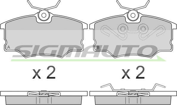 SIGMAUTO SPA805 - Kit de plaquettes de frein, frein à disque cwaw.fr