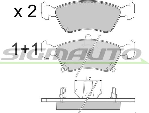 SIGMAUTO SPA814 - Kit de plaquettes de frein, frein à disque cwaw.fr