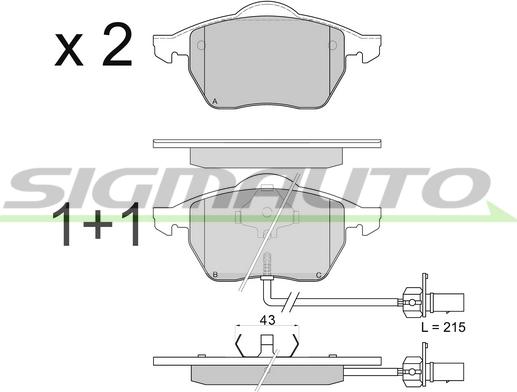 SIGMAUTO SPA816 - Kit de plaquettes de frein, frein à disque cwaw.fr