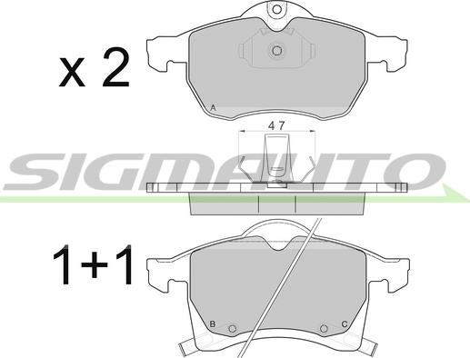 SIGMAUTO SPA811 - Kit de plaquettes de frein, frein à disque cwaw.fr