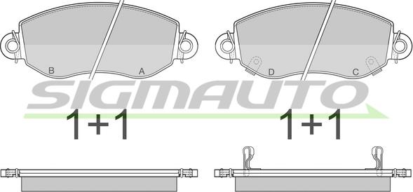 SIGMAUTO SPA887 - Kit de plaquettes de frein, frein à disque cwaw.fr