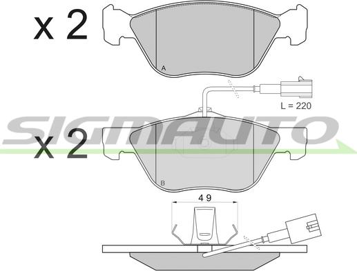 SIGMAUTO SPA838 - Kit de plaquettes de frein, frein à disque cwaw.fr