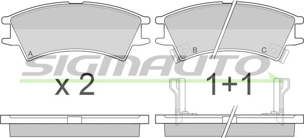 SIGMAUTO SPA825 - Kit de plaquettes de frein, frein à disque cwaw.fr