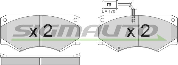 SIGMAUTO SPA341 - Kit de plaquettes de frein, frein à disque cwaw.fr