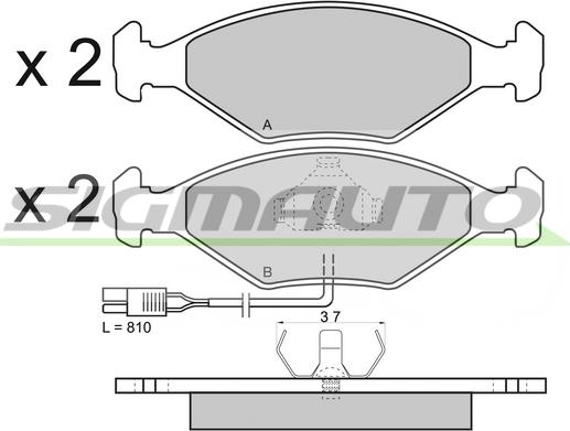 SIGMAUTO SPA343 - Kit de plaquettes de frein, frein à disque cwaw.fr