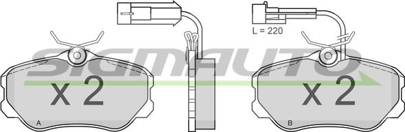 SIGMAUTO SPA385 - Kit de plaquettes de frein, frein à disque cwaw.fr