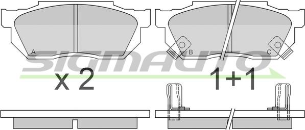 SIGMAUTO SPA289 - Kit de plaquettes de frein, frein à disque cwaw.fr